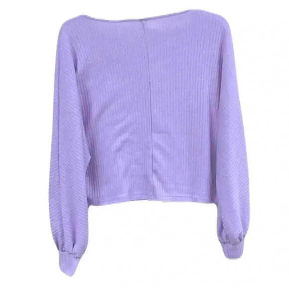 SHEIN Privé Ribbed Long Sleeve Semi-Cropped Tee size 6 - Picture 2 of 4